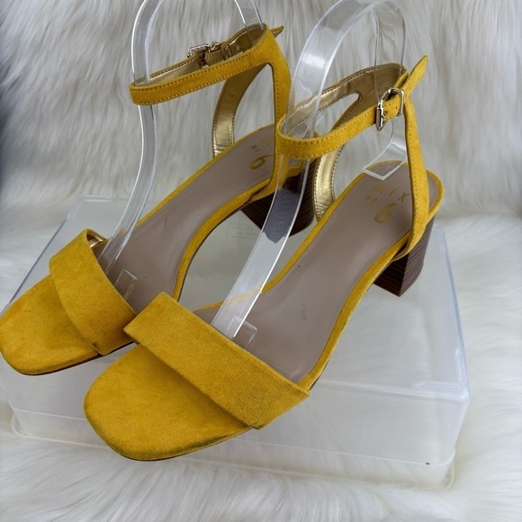 MIX NO.6 SUEDE HEELS SANDALS SIZE 8.5 WOMAN YELLOW COLOR - Picture 3 of 8